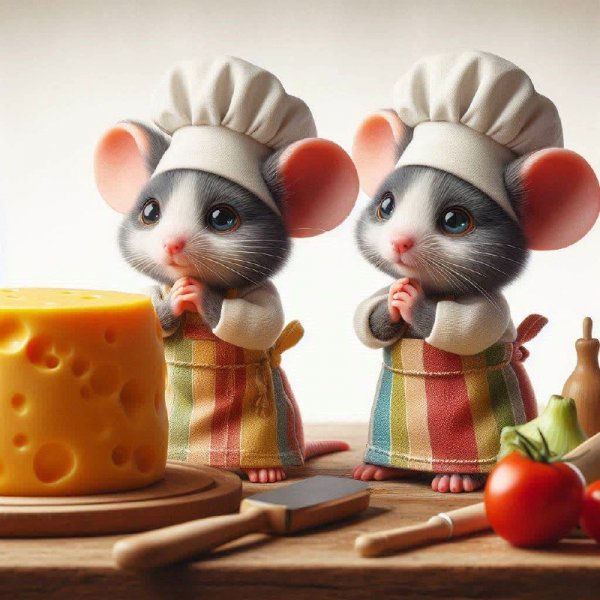Мыши-повара и гигантский сыр: восхитительная кулинарная фантазия. Картинка из нейронной сети Dalle