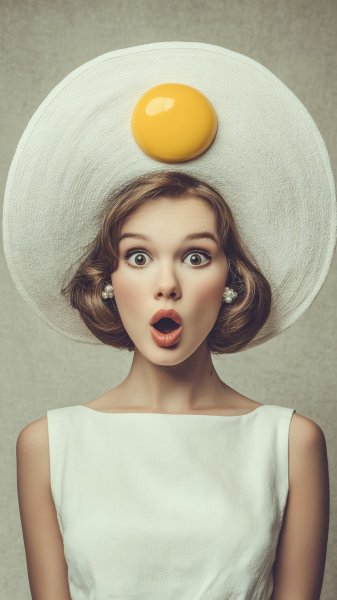 Неожиданная встреча с яичной шляпой: винтажный портрет. Нейронная сеть Midjourney