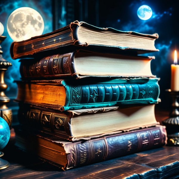 Древние книги магии под лунным светом: мифы и тайны язычества. Нейросеть Stable Diffusion
