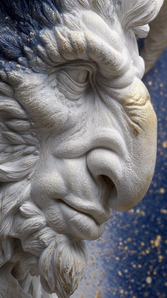 Загадочный гибрид: мифическое существо из белого гипса. Генерация из нейронной сети Миджорни