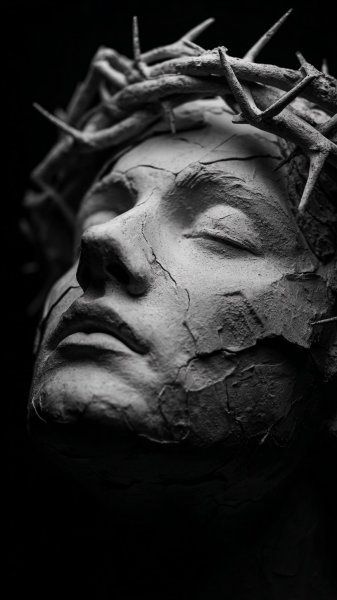 Лицо из гипса: загадочная корона и скрытые глубины. Изображение из нейронной сети Миджорни