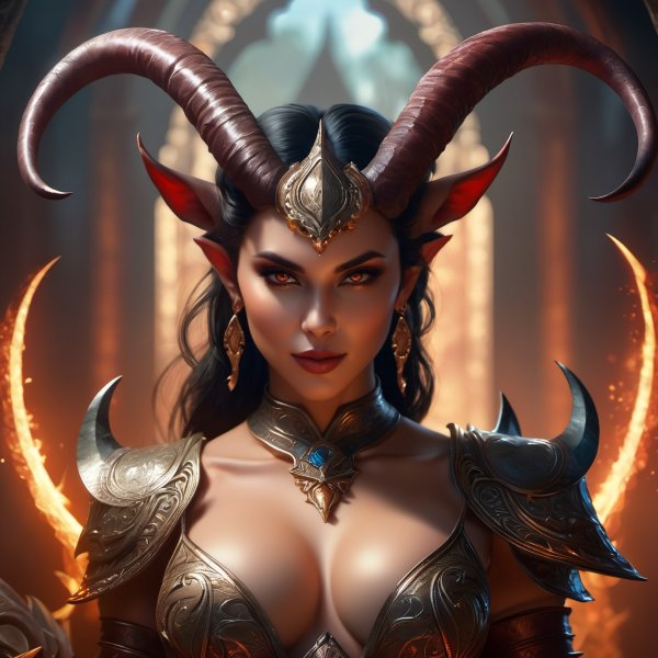 Лилит из Diablo 4: портрет могущественной демоницы в стиле фэнтези. Изображение из нейронной сети Stable Diffusion