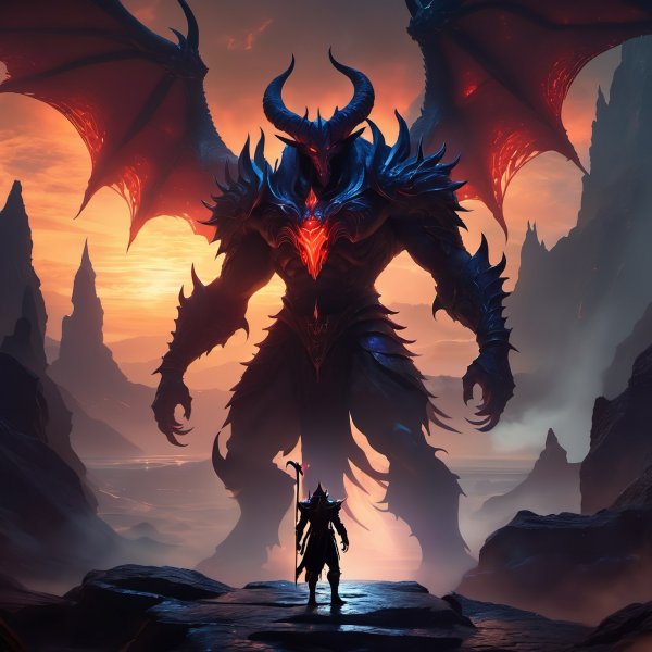 Демонический владыка: мрачная атмосфера и концепт-арт в стиле Diablo Eternal. Нейронная сеть Стейбл Дифьюжен