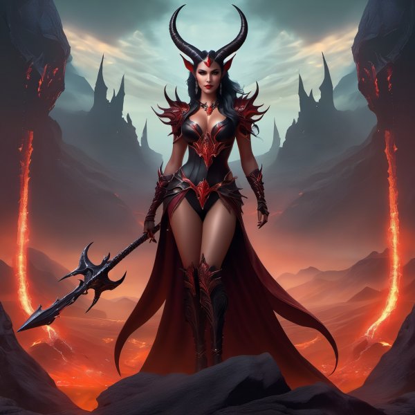Демоническая королева: Lilith в аду. Изображение из нейронной сети Stable Diffusion