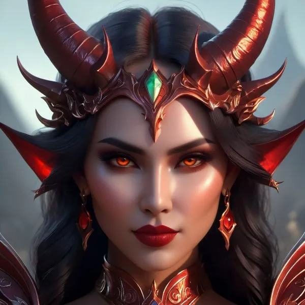 Демоническая красотка: концепт-арт Diablo 4 в высоком разрешении и детализации. Изображение из нейросети Стейбл Дифьюжн