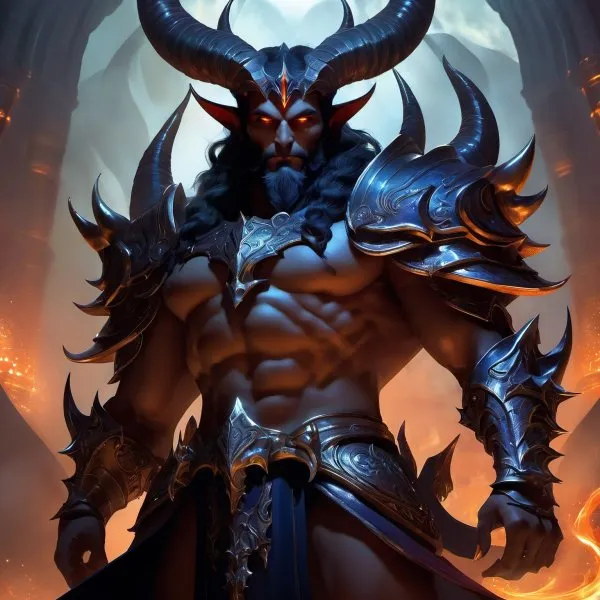 Демонический владыка в мрачной ауре: концепт-арт Diablo 4. Картинка из нейросети Stable Diffusion