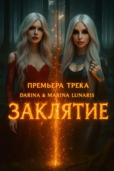 Яркая премьера: Darina и Marina LUNARIS представляют песню Заклятие. Изображение из нейросети Sora Image