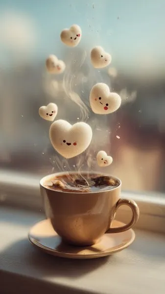 Весёлый кофе: море смайликов и солнечный свет в гиперреалистичном 3D. Нейронная сеть Миджорни