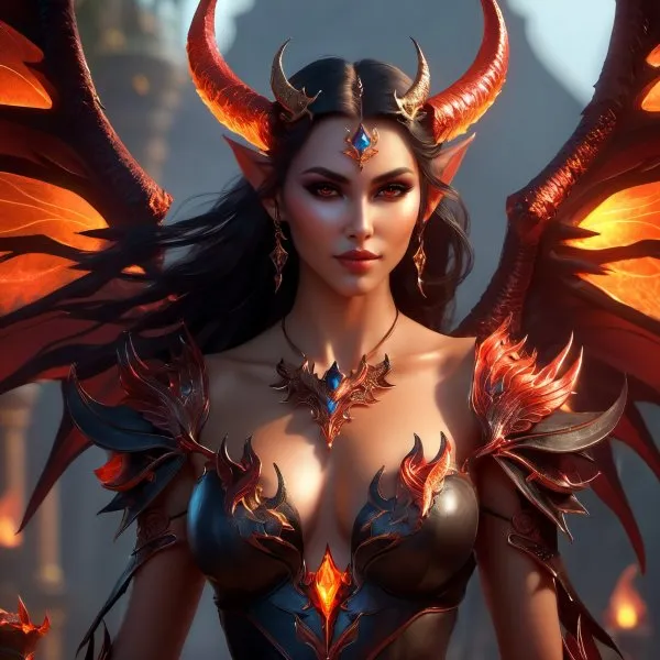 Демоническая соблазнительница: портрет роковой красоты из Diablo 4. Изображение из нейросети Stable Diffusion