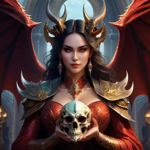 Лилит: Королева Демонов и Скелет Дракона в Мире Diablo 4. Нейросеть Stable Diffusion