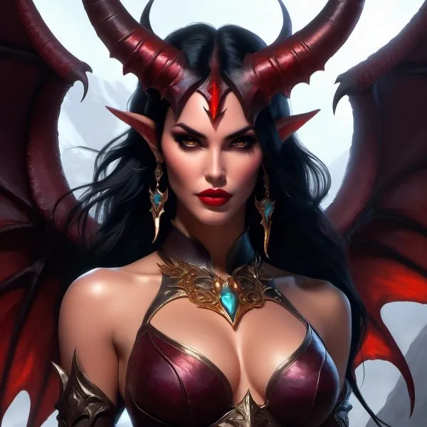 Очаровательная демонша: портрет Меган Фокс в стиле Diablo IV. Изображение из нейросети Stable Diffusion