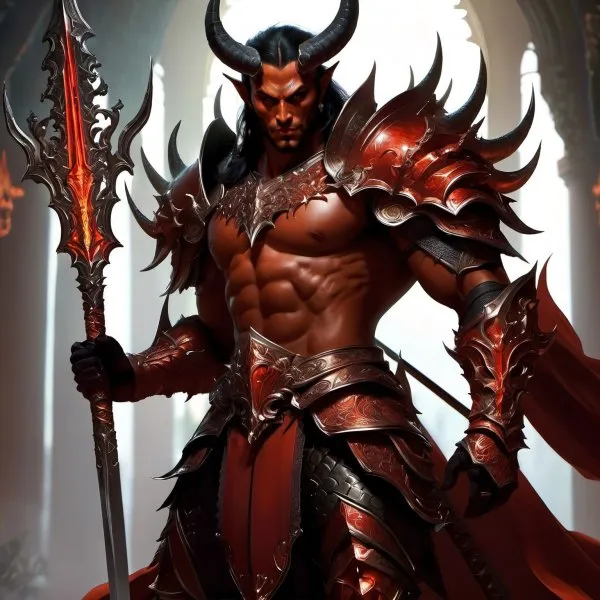 Демонический воин с мечом: концепт-арт в стиле Diablo 4 и темное фэнтези. Картинка из нейронной сети Stable Diffusion