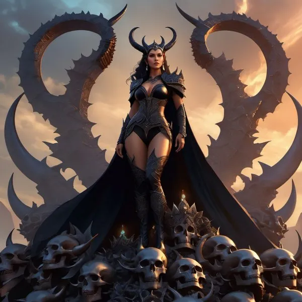 Владычица Преисподней: Демоническая королева в стиле Diablo. Изображение из нейросети Stable Diffusion