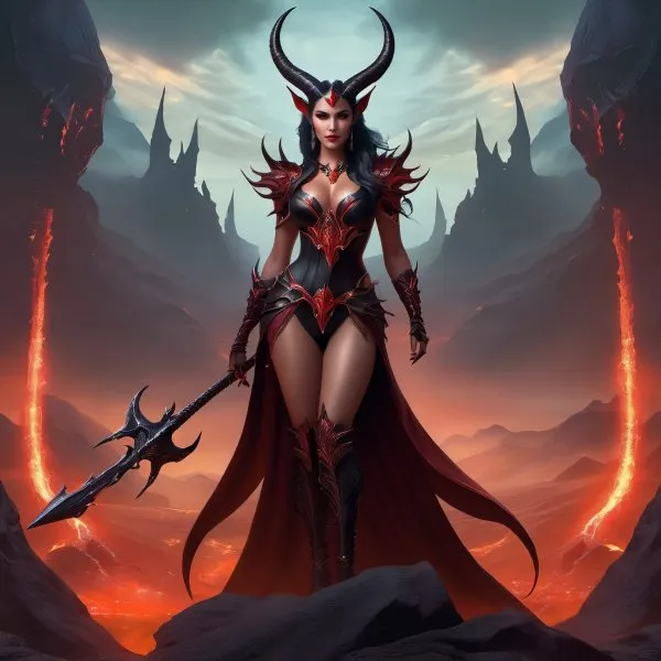 Демоническая королева: Lilith в аду. Изображение из нейронной сети Stable Diffusion