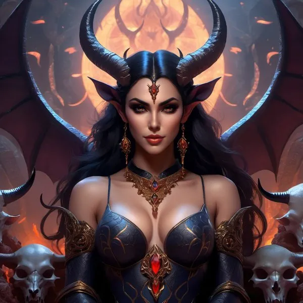 Владычица преисподней: Лилит из Diablo 4 в мрачном фэнтези стиле. Изображение из нейронной сети Stable Diffusion