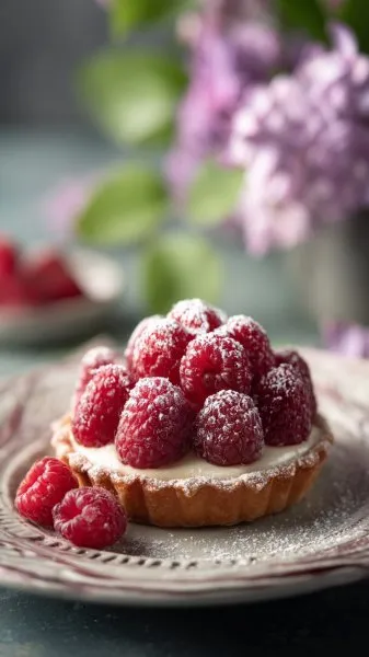 Изысканный тарт с малиной: совершенство вкуса и эстетики в каждом кусочке. Генерация из нейронной сети Миджорни