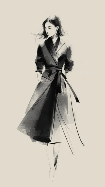 Мода: Классика Dior в минимализме Yamamoto, цифровой скетч. Нейросеть Миджорни