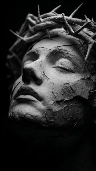 Лицо из гипса: загадочная корона и скрытые глубины. Изображение из нейронной сети Миджорни