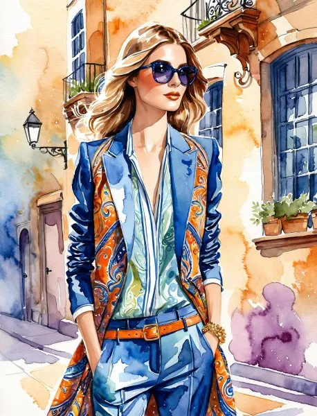 Сочетание смелости и элегантности: стиль Etro встречается с Yves Saint Laurent. Нейросеть Стейбл Дифьюжен