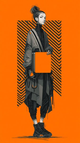 Яркая футуристическая нимфоманка с коробкой в неоновых тонах. Генерация из нейросети Миджорни