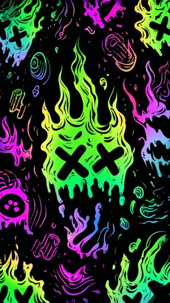 Яркий неоновый дизайн для iPhone: огненный стиль и два символа X. Картинка из нейронной сети Midjourney