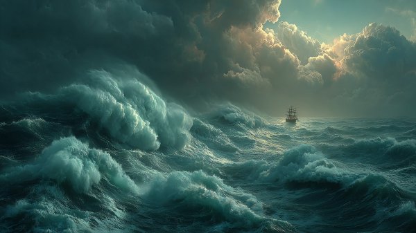 Морская стихия и грозный шторм в стиле Айвазовского. Нейронная сеть Midjourney