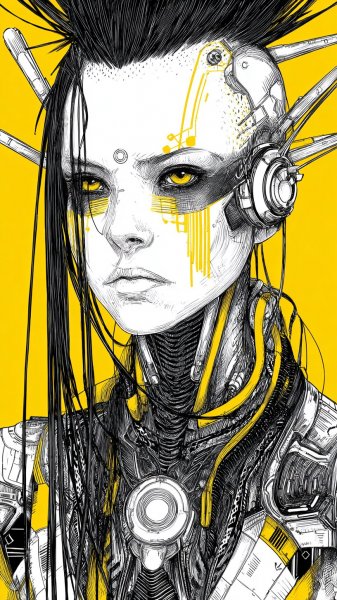 Загадочная кибернетическая нимфа в футуристическом мире. Генерация из нейросети Миджорни