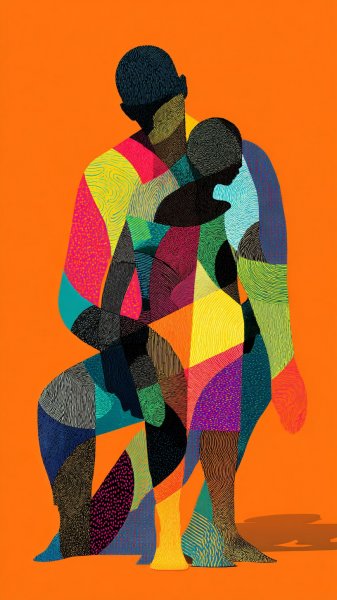 Сюрреалистичная мозаика: графика, эмоции и геометрические отражения в иллюстрации. Генерация из нейронной сети Midjourney