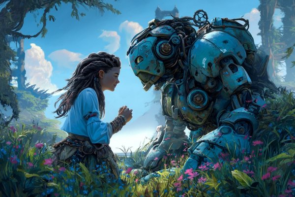 Элой и ее верный друг: пастельная гармония технологий и природы в Horizon Zero Daw. Нейронная сеть Midjourney