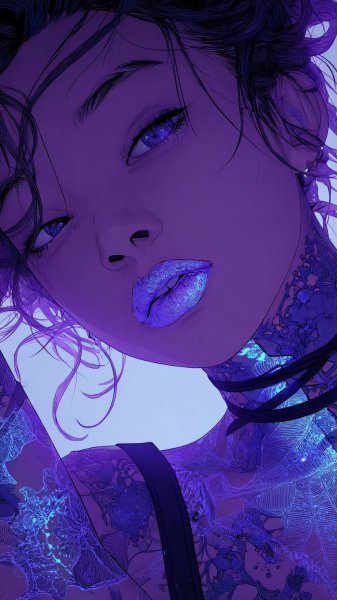 Серебряные татуировки: мерцание неона и древних символов. Генерация из нейросети Midjourney