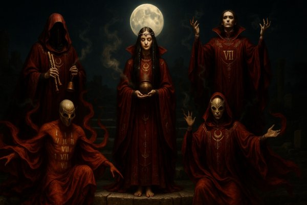 Таинственный ритуал на древних ступенях Карфагена под кровавой луной. Нейросеть Sora Images