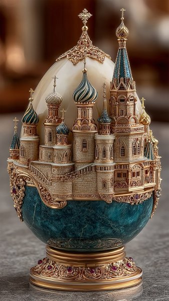 Роскошное великолепие: Кремль в стиле Фаберже. Нейронная сеть Midjourney