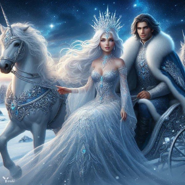 Снежная королева и король: волшебная зимняя любовь. Генерация из нейронной сети Dalle-3