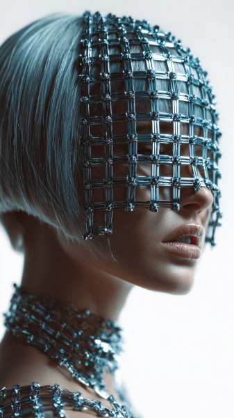 Хромовый корсет: эффектная фотосессия с моделью на темном фоне. Генерация из нейросети Миджорни
