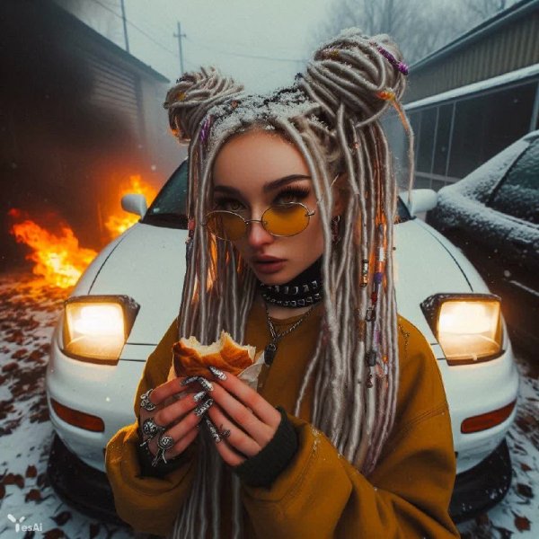 Ретро-хулиганка: Снег, круассан и Toyota MR2. Нейросеть Dalle
