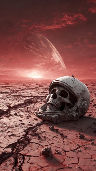 Одинокий астронавт на красной планете. Генерация из нейросети Midjourney