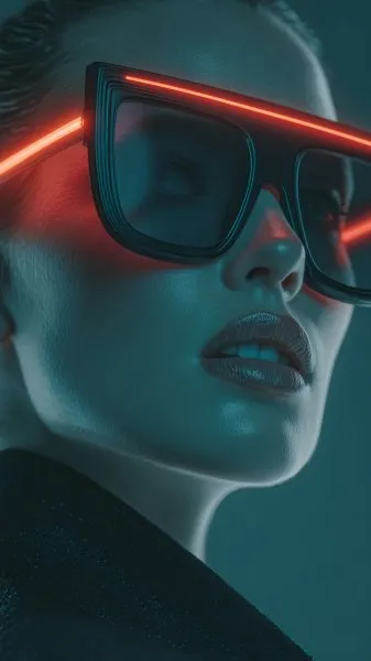 Неоновый портрет: современная мода и кинематографичный свет. Изображение из нейросети Midjourney