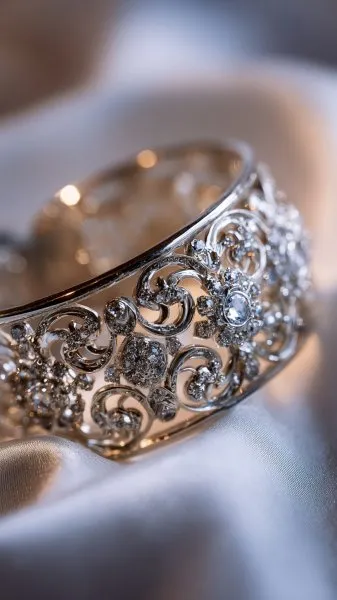 Изысканное серебряное браслет Tiffany   Co: роскошь в каждой детали и сияние камней. Картинка из нейронной сети Midjourney
