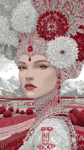 Лицо в камнях и цветах: завораживающая маска современности. Нейросеть Midjourney