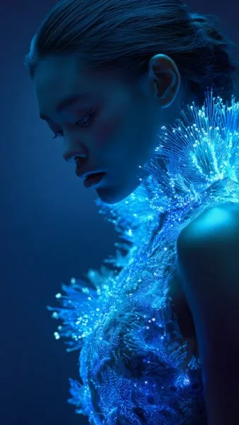 Бioluminescent мода: Эфирное сияние вдохновленное морскими обитателями. Картинка из нейросети Миджорни