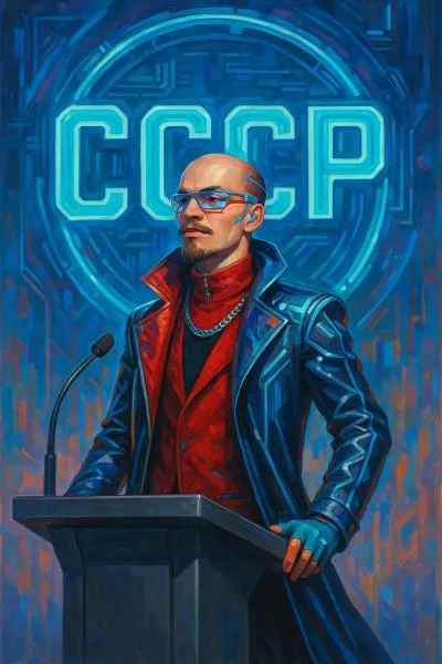 Ленин будущего: футуристический портрет и голограмма СССР в акриле. Генерация из нейронной сети Sora images Ai