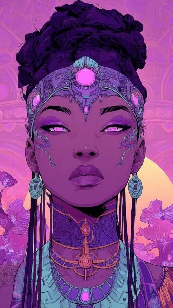 Неоновая Клеопатра: Встреча Древности и Vaporwave. Изображение из нейронной сети Миджорни