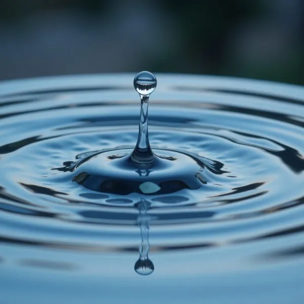 Капля воды в спокойной воде макросъёмка. Картинка из нейронной сети Flux