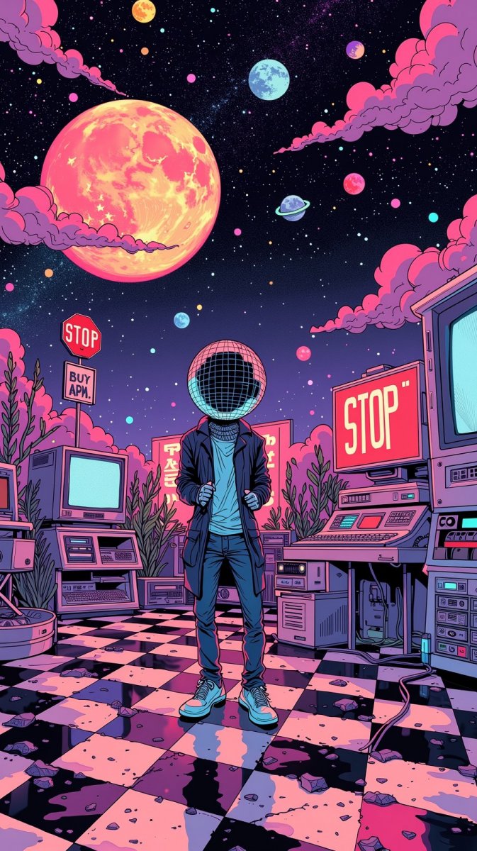 Ретро дискотека в стиле восьмидесятых инопланетное приключение. Генерация из нейросети Flux.1 Ретро дискотека в стиле восьмидесятых инопланетное приключение. Генерация из нейросети Flux.1