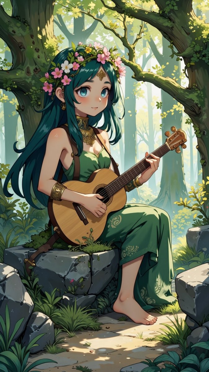 Каменная барда: мелодии природы в оживающем лесу. Генерация из нейронной сети Flux Каменная барда: мелодии природы в оживающем лесу. Генерация из нейронной сети Flux