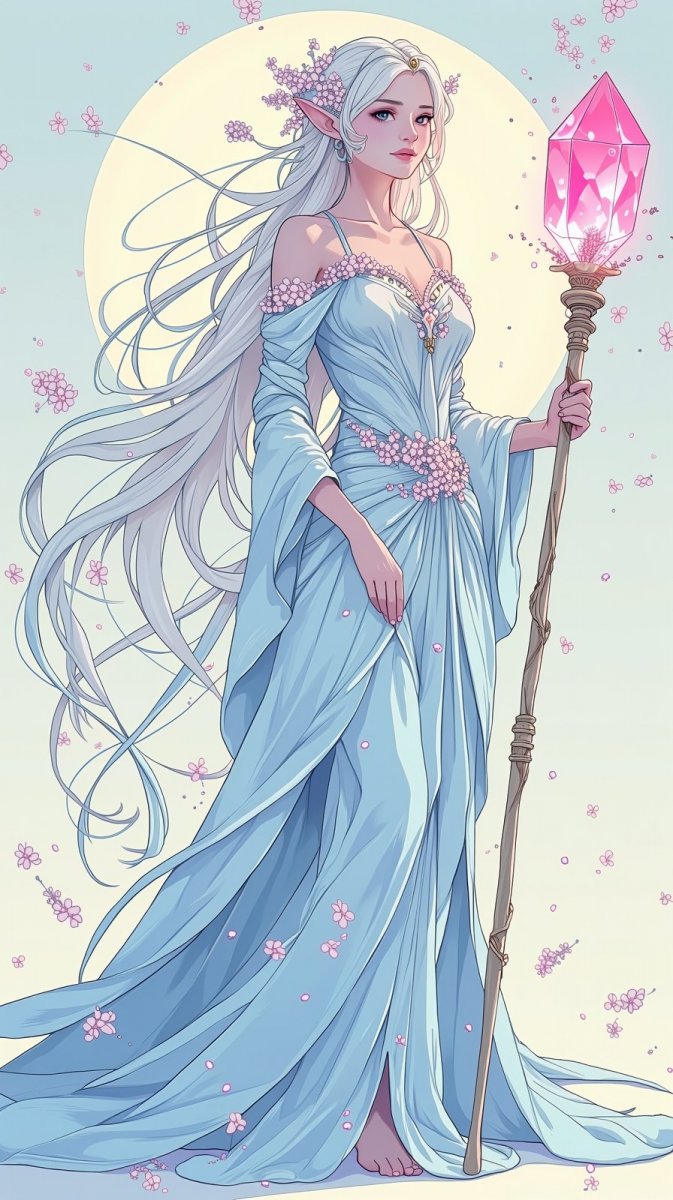 Эльфийская принцесса: нежная красота в стиле AFK Arena. Картинка из нейросети Flux 1 Эльфийская принцесса: нежная красота в стиле AFK Arena. Картинка из нейросети Flux 1