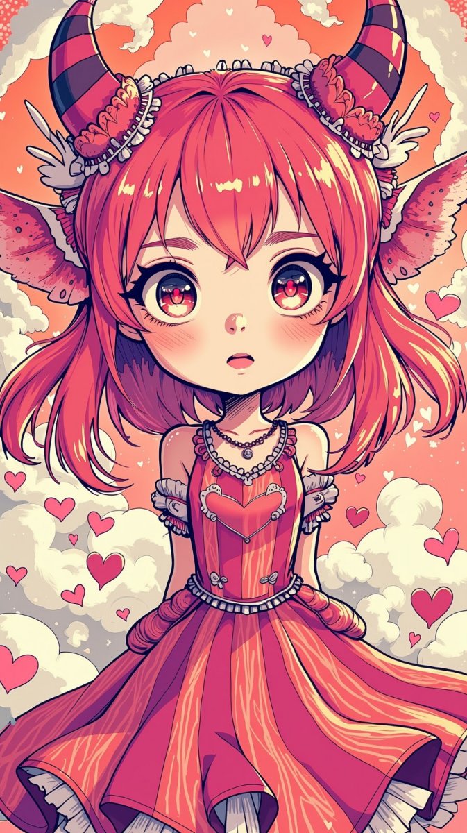 Милая демоница: нежное очарование в ярком цифровом искусстве. Картинка из нейросети Flux Ai Милая демоница: нежное очарование в ярком цифровом искусстве. Картинка из нейросети Flux Ai