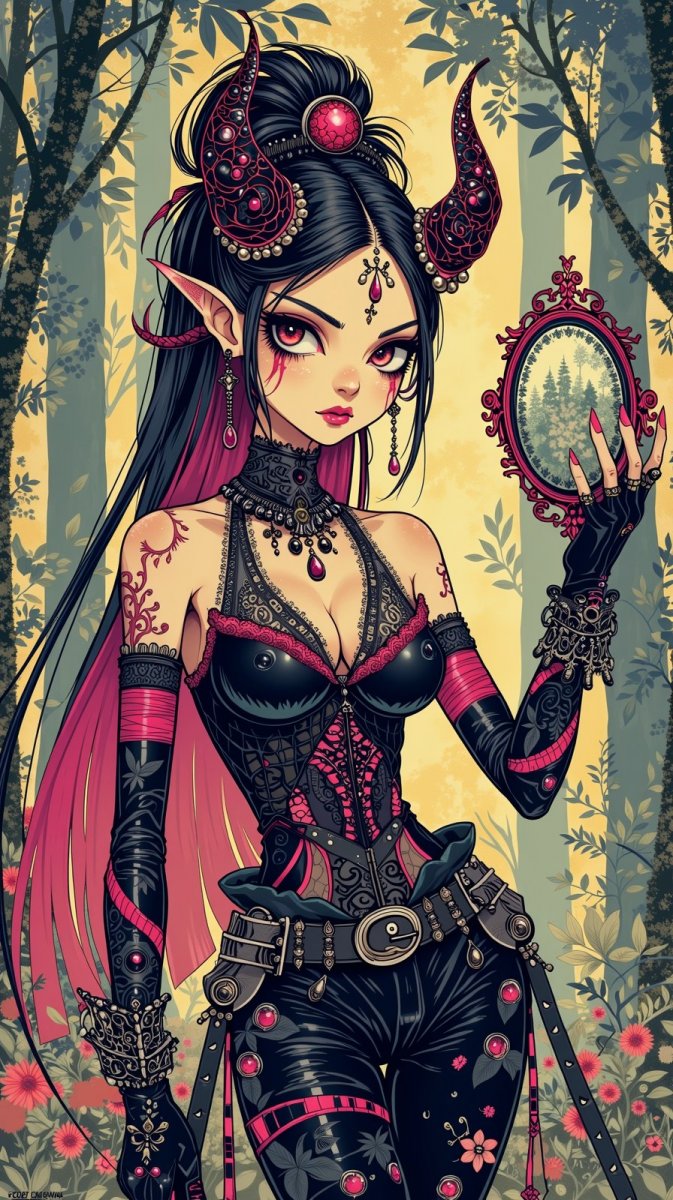 Монстр-девушка в готическом стиле: черты характера и завораживающие глаза. Изображение из нейронной сети Flux Ai Монстр-девушка в готическом стиле: черты характера и завораживающие глаза. Изображение из нейронной сети Flux Ai