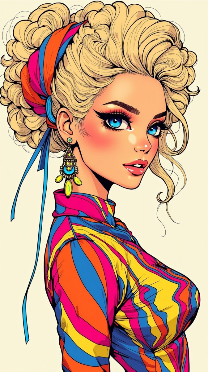 Яркая модель в авангардном образе с неоновым акцентом. Генерация из нейронной сети Flux Яркая модель в авангардном образе с неоновым акцентом. Генерация из нейронной сети Flux