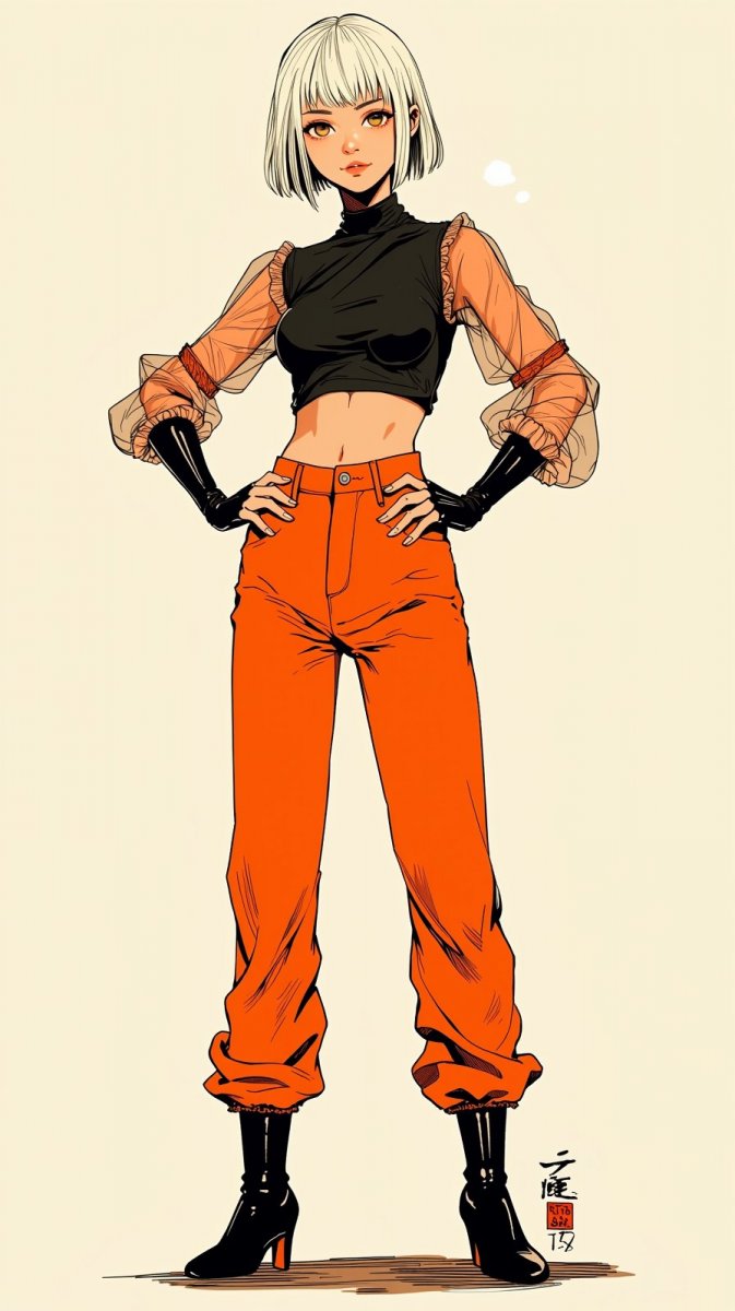 Яркий образ: смелая модель в неоновом наряде с коротким платиновым каре и уверенной позой. Изображение из нейронной сети Flux 1 Яркий образ: смелая модель в неоновом наряде с коротким платиновым каре и уверенной позой. Изображение из нейронной сети Flux 1